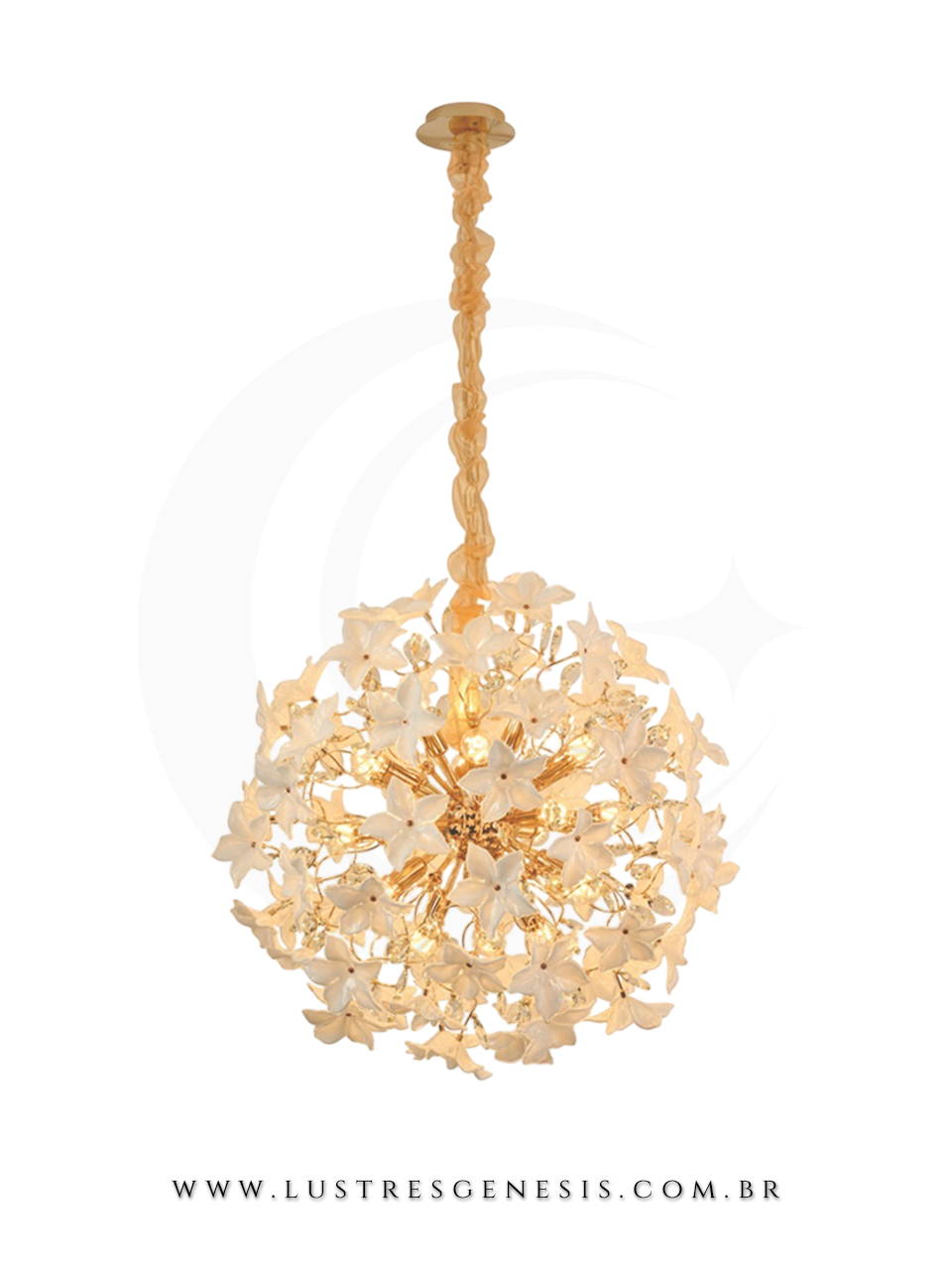 Lustre Pendente de Cristal Moderno DCD06236 Dourado E14 65cm, Sala de Jantar, Mesa Sala de Jantar, Quarto Casal, Sala de Estar